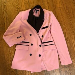Forever 21 women’s oversize pink and black blazer jacket